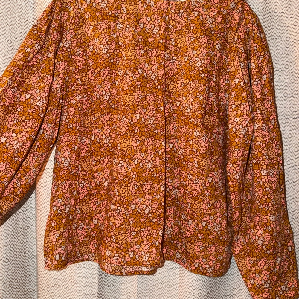 Universal Thread Floral Blouse in Orange and Pink